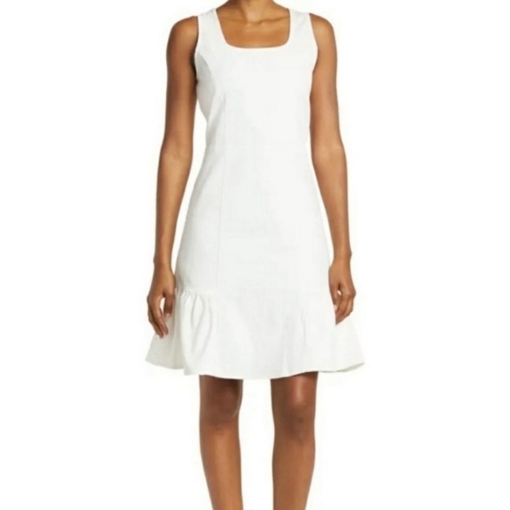 NWT Nanette Lepore Sleeveless Fit & Flare Stretch White Denim Dress Size Medium